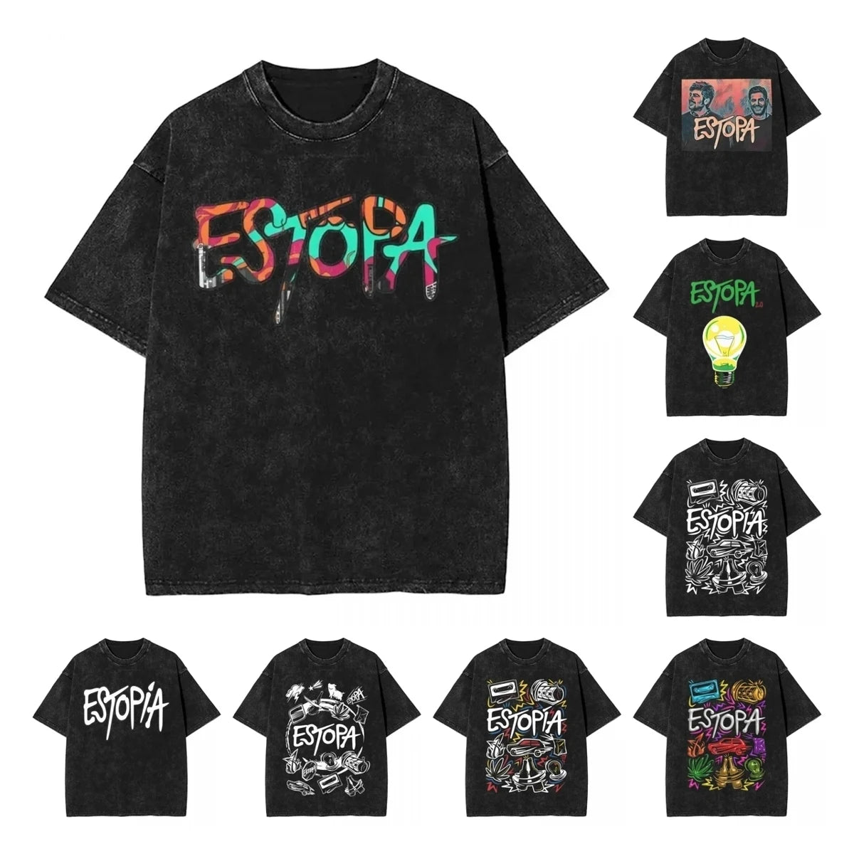 Estopa Tour Rock Band Gewaschen T Shirts Street Hip Hop Neuheit T-Shirts Pop Musik Gitarre Tees Männer Frauen Kurzarm Harajuku