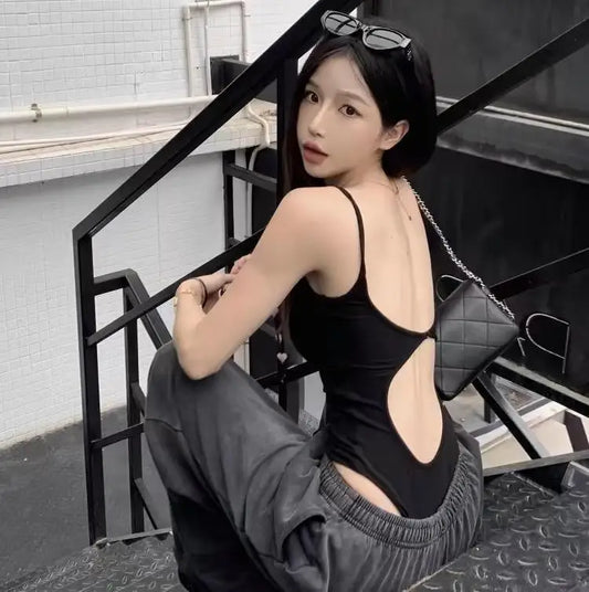 HOT Spicy Girl Open-Back Tank Top Skinny Bodysuits For Women Sleeveless Backless Bodycon Thin Straps Women Trendy Red Vest 2025