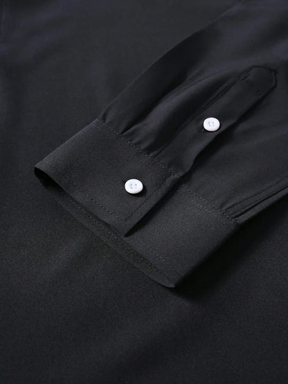 Business-Casual-Hemd für Herren mit Buchstabendruck, langärmliges Slim-Fit-Hemd mit Revers