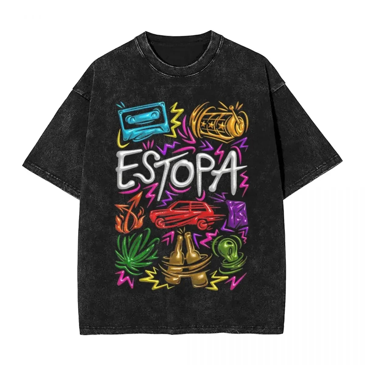 Estopa Tour Rock Band Gewaschen T Shirts Street Hip Hop Neuheit T-Shirts Pop Musik Gitarre Tees Männer Frauen Kurzarm Harajuku