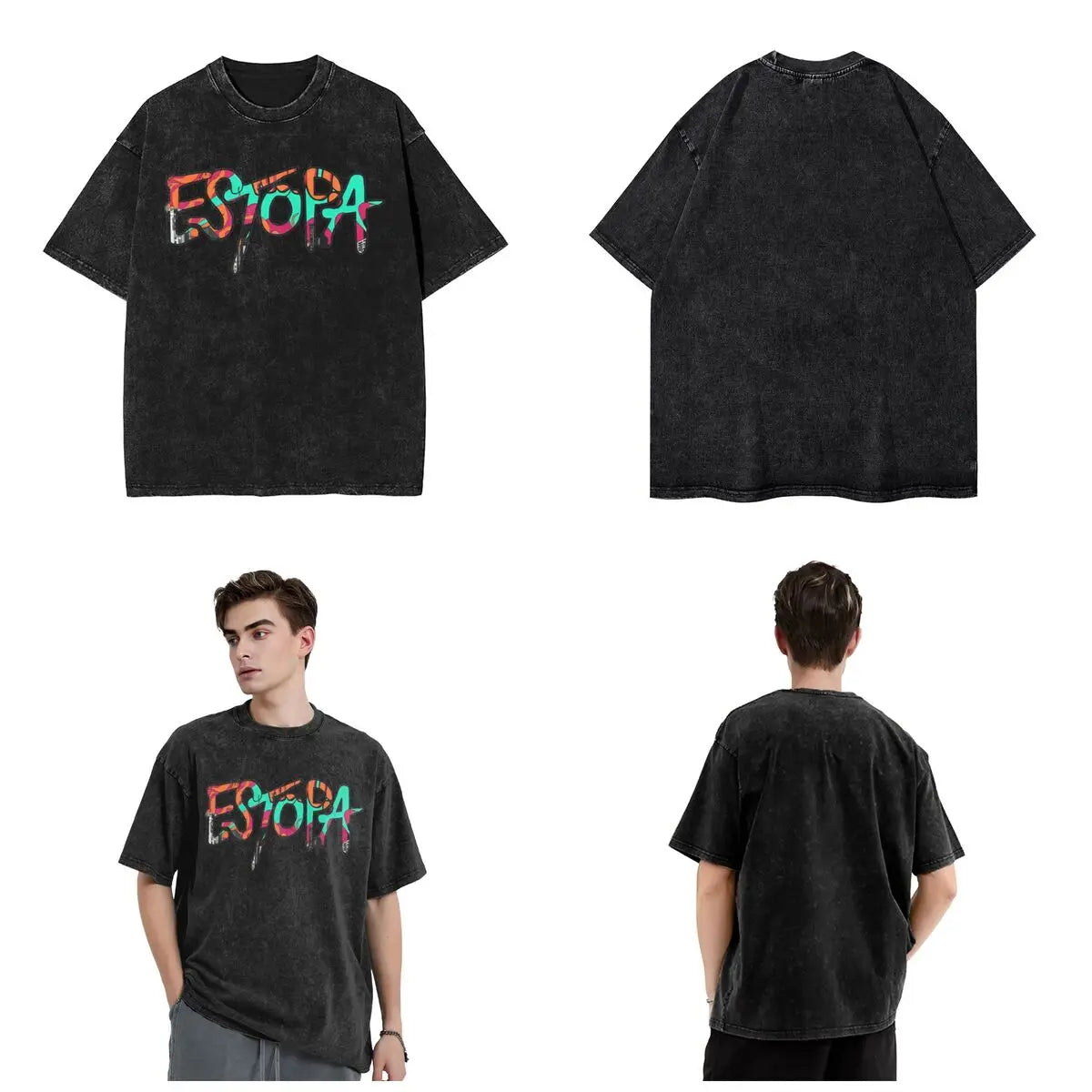 Estopa Tour Rock Band Gewaschen T Shirts Street Hip Hop Neuheit T-Shirts Pop Musik Gitarre Tees Männer Frauen Kurzarm Harajuku