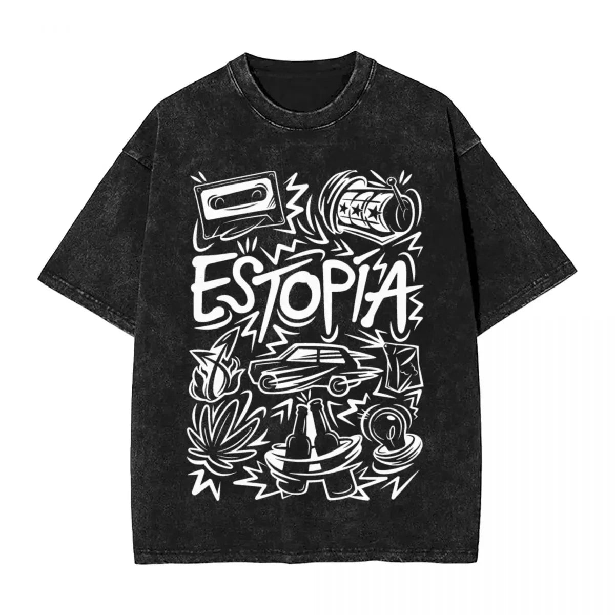 Estopa Tour Rock Band Gewaschen T Shirts Street Hip Hop Neuheit T-Shirts Pop Musik Gitarre Tees Männer Frauen Kurzarm Harajuku
