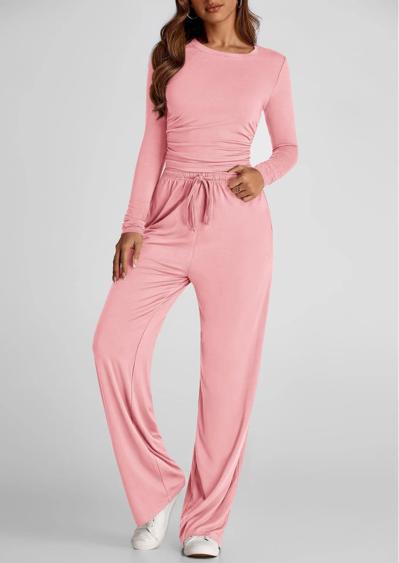 2025 autumn/winter asymmetrical design casual suit women's long sleeved wide leg pants multi occasion sportswear