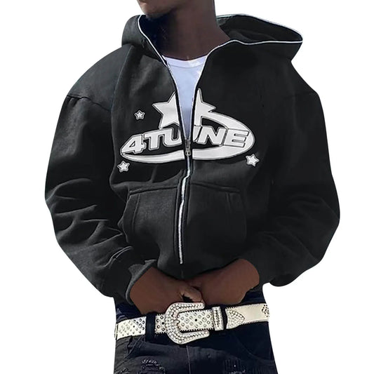 Zip Up Hoodies Strickjacke Mit Kapuze Wärme Sweatshirt Ästhetik Brief Drucken Trend Casual Hip Hop Y2k Neue Sweatshirts männer Kleidung