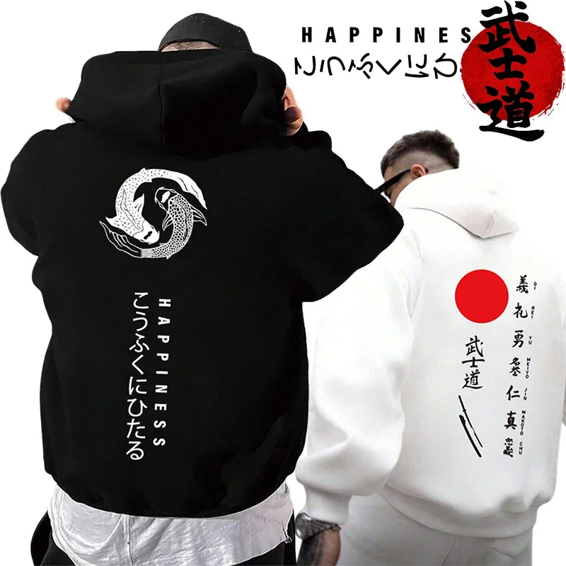 Japan Bushido Harajuku Männer Frauen Pullover Hoodie Straße Retro Casual Lose Sport Y2K Herbst Winter Warme Sweatshirt Top Kleidung