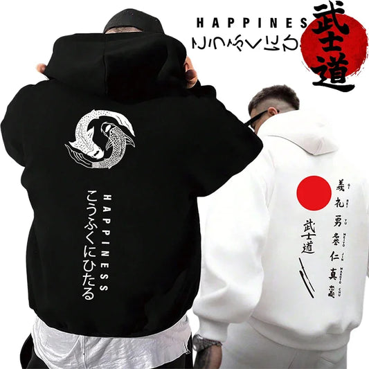 Japan Bushido Harajuku Männer Frauen Pullover Hoodie Straße Retro Casual Lose Sport Y2K Herbst Winter Warme Sweatshirt Top Kleidung