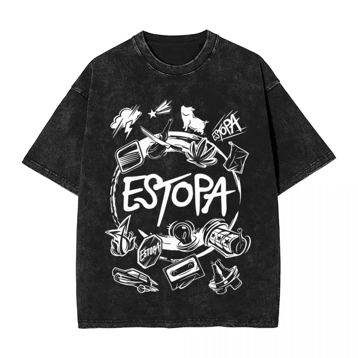 Estopa Tour Rock Band Gewaschen T Shirts Street Hip Hop Neuheit T-Shirts Pop Musik Gitarre Tees Männer Frauen Kurzarm Harajuku