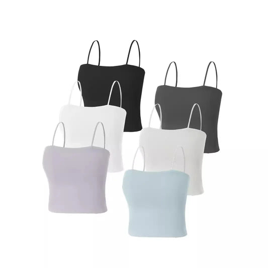 Plus Size Women's Ice Silk Tank Top With Chest Pad No Steel Ring Outerwear Bra Vest Large Size Vest Nylon Fabric No Seam