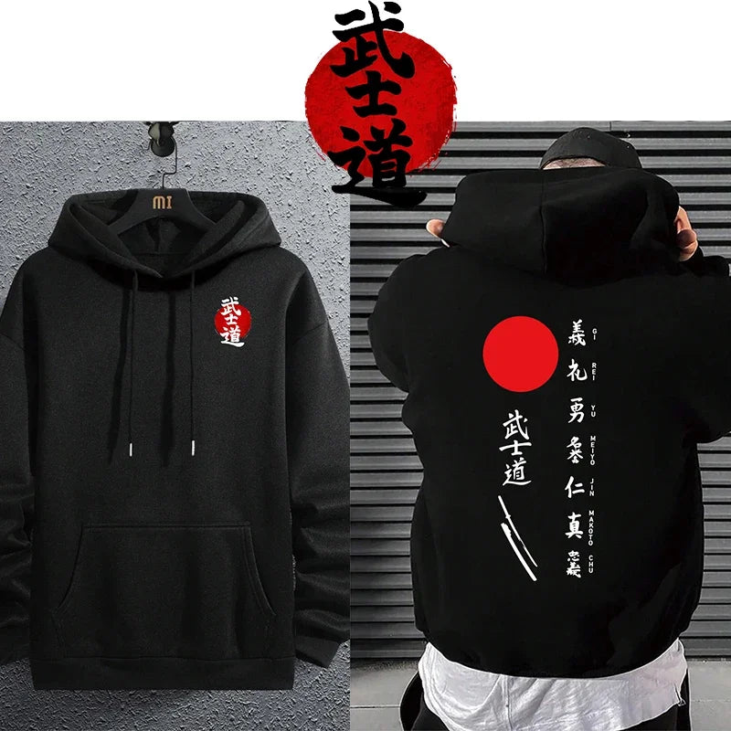 Japan Bushido Harajuku Männer Frauen Pullover Hoodie Straße Retro Casual Lose Sport Y2K Herbst Winter Warme Sweatshirt Top Kleidung