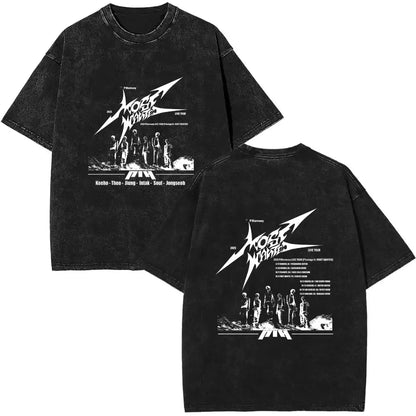 Koreanische P1Harmony Live Tour 2025 Vintage Gewaschen T-shirt Männer Frauen Kpop Mode Trend T Shirts Unisex Casual Übergroßen Streetwear